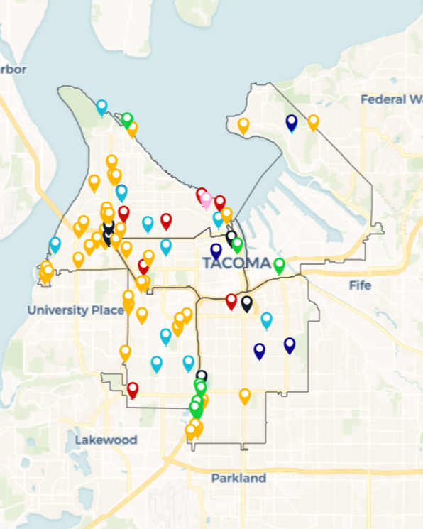 Pools in Tacoma Map